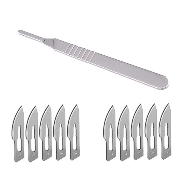 10pcs 24# Multi-function Scalpel Knives Blades Replacement Wood Carving Blade for DIY Cutting Tool PCB Repair Animal Surgical