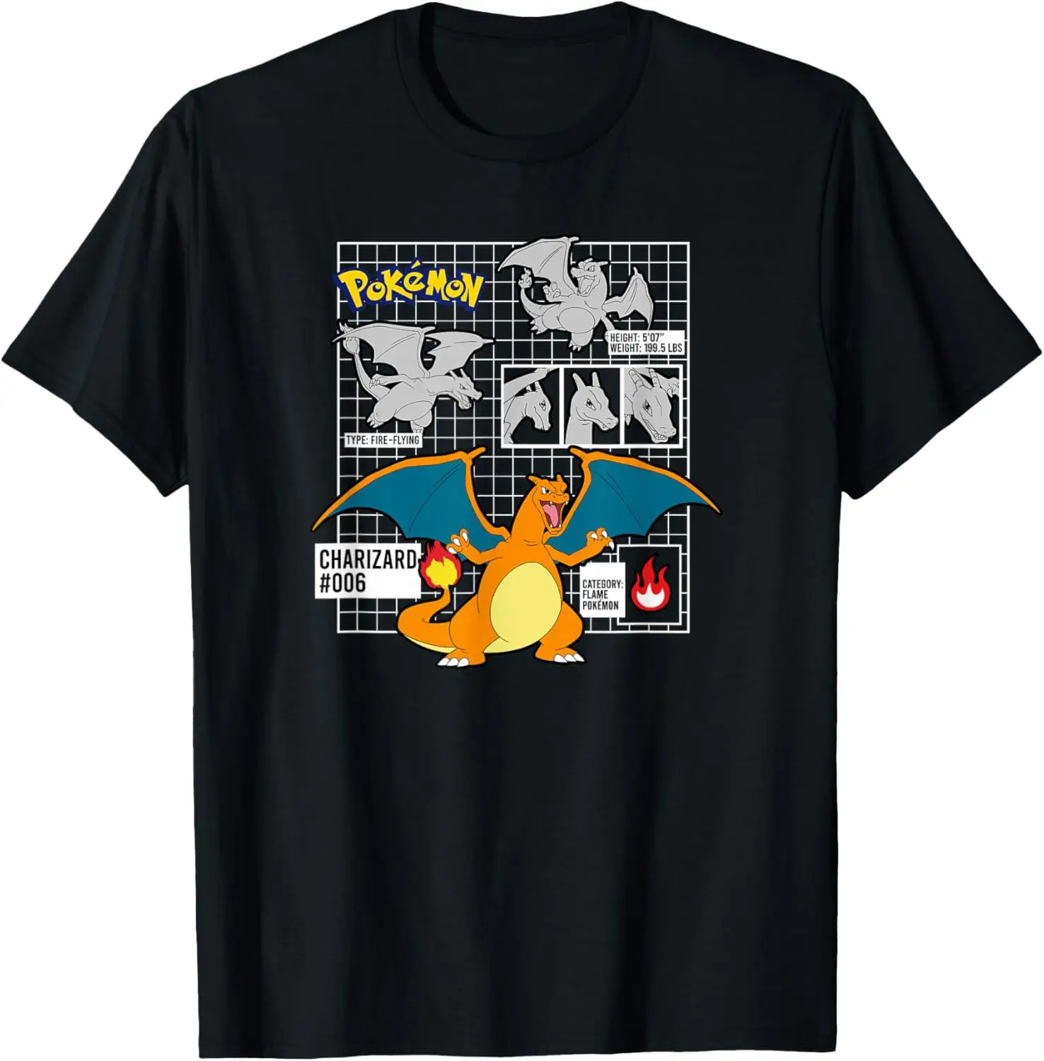Pokémon Charizard 006 Schematic Poster T-Shirt S-6XL