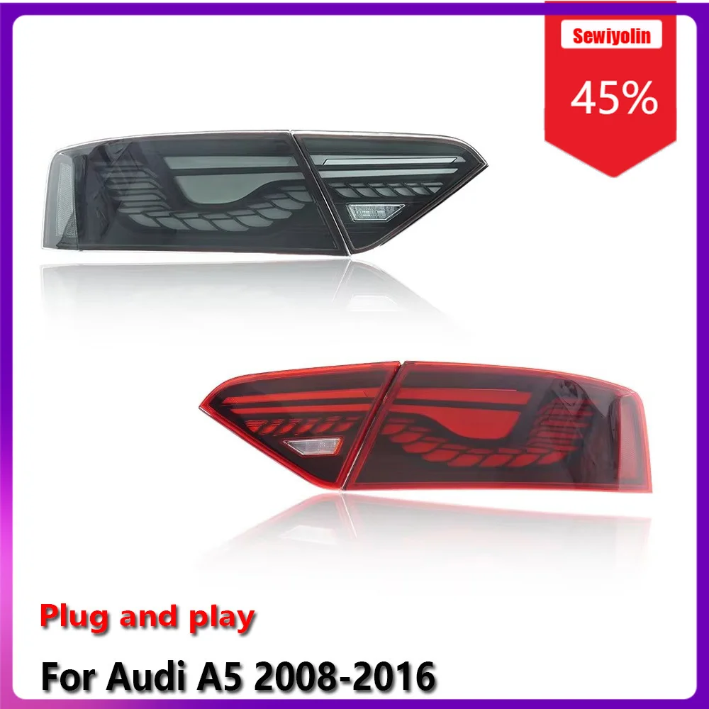 

Sewiyolin автомобильные светодиодные фонари задний фонарь в сборе для Audi A5 2008-2016 авто противотуманные DRL тормозной указатель поворота