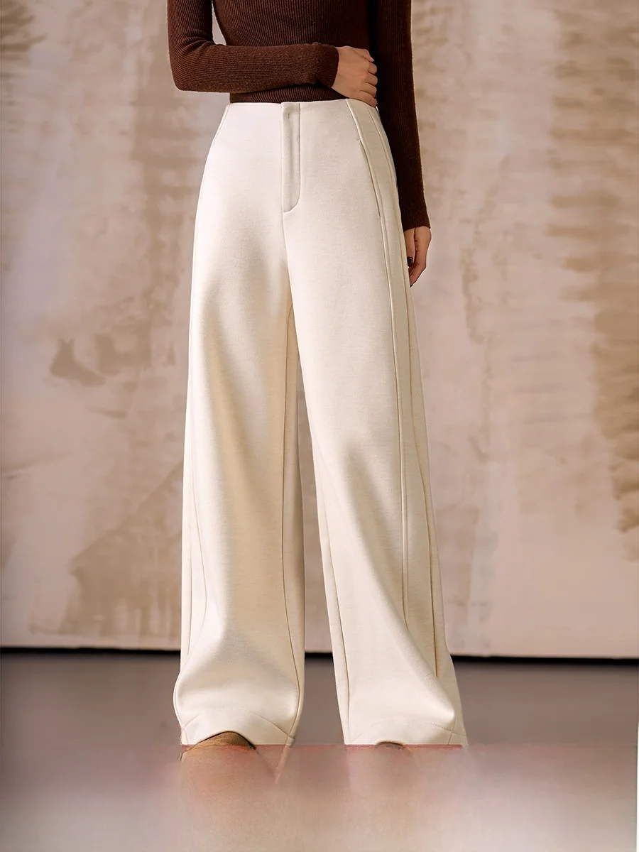 

Брюки с облачным узором и текстурой, из мягкой шерстяной смеси, повседневные, для поездок на работу, прямого кроя, широкие, удобные, из полиэфирного волокна