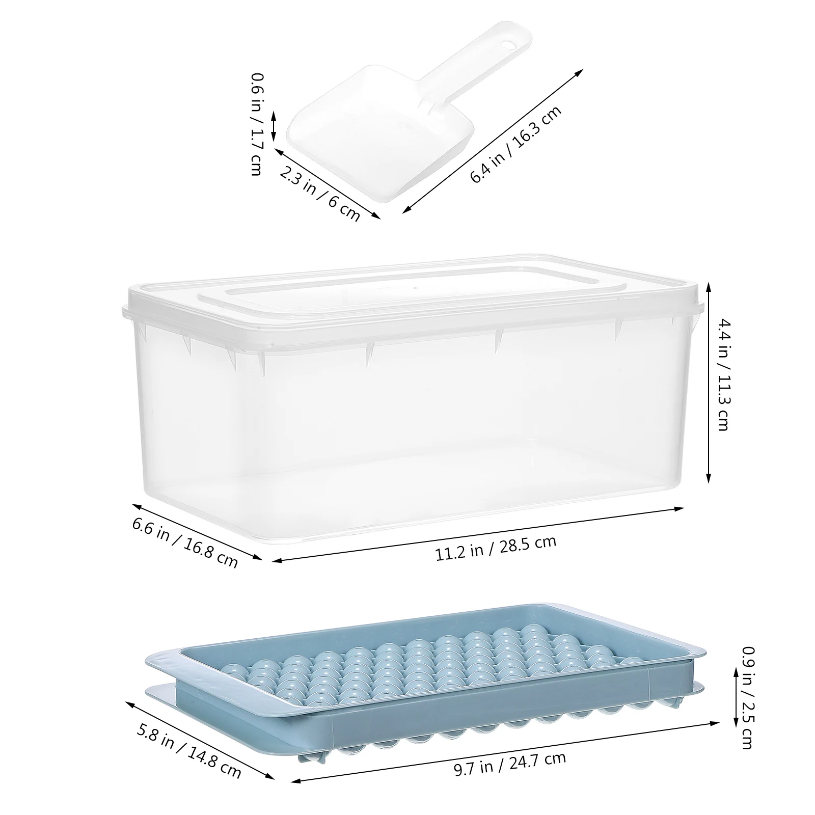

4 Layers Ice Tray Set Food Grade Plastic Round Cube Maker Bin Scoop Reusable Easy Clean Mini Mold for Drinks Camping Hiking