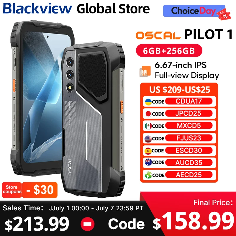 Blackview Oscal PILOT 1 Rugged phone 6.67-inch HD+ 90Hz Display Helio G81 CPU 5W BOX Speaker 6GB 256GB 15000mAh NFC Cellphone