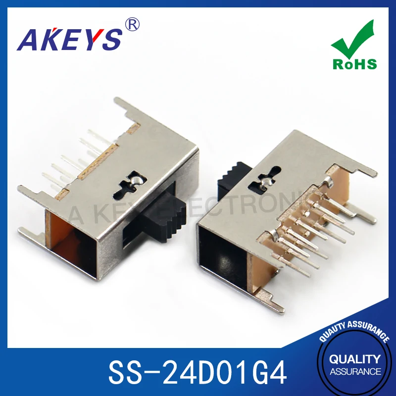 SS-24D01G4 (2P4T) double row in-line 10 pin 4-gear toggle switch handle 4mm high vertical sliding