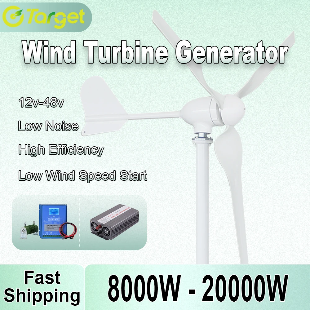 

Free Energy 3Blades 10000W 15000W 20000W 12V 24V 48V Horizontal Axis Wind Turbine Generator Complete Set For Home Farm Boat