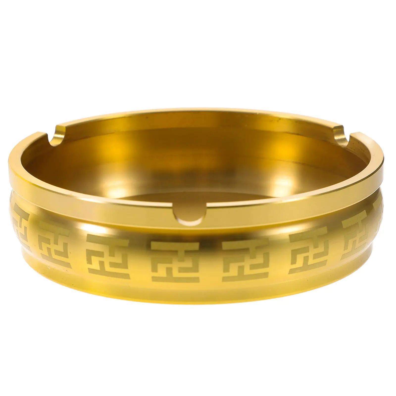 

s Retro Pattern Ashtray for Home Office Smooth Edge Easy Clean Holder Desktop Decor Stable Base Modern Style Brass