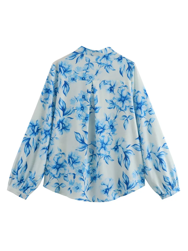 KAOPU ZA Women oversize floral print shirt vintage o-neck button-up female blouses blusas chic tops