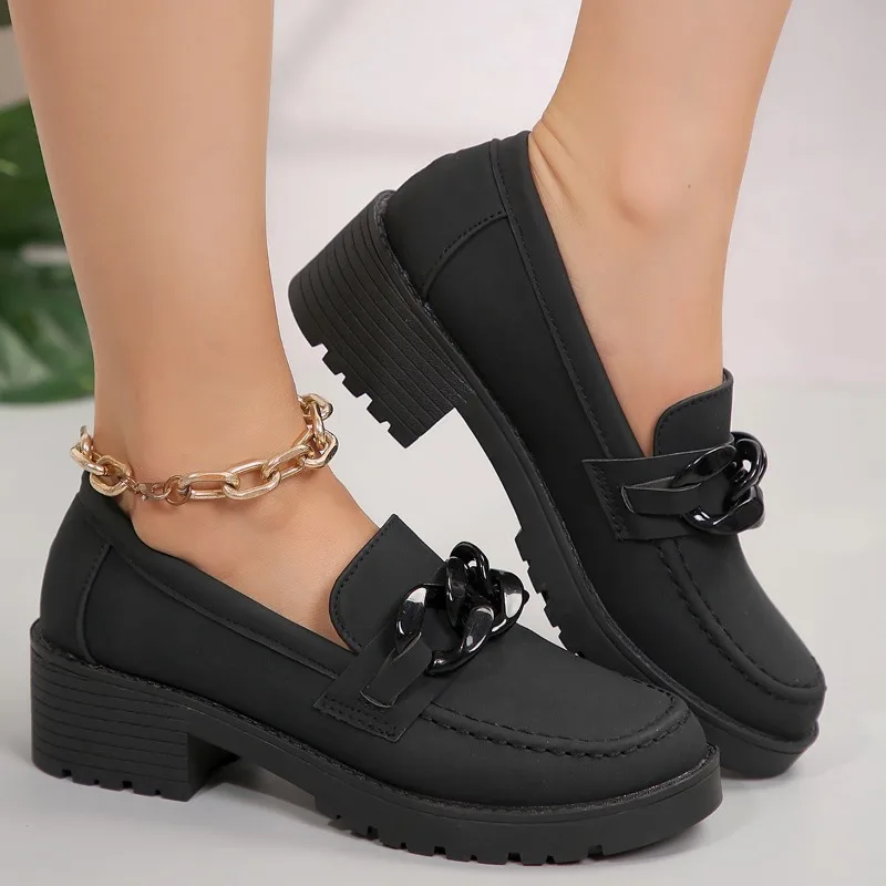 Ladies Shoes on Sale 2024 Brand Slip on Women's Pumps Spring Round Toe Solid Mid Heel Profession Work Office Outdoor Pumps