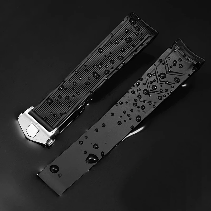 For Tag Heuer Concept F1 22mm Arc Silicone Competitive Diving 300 Tiger Calila Soft Black Comfortable Rubber Watch Straps