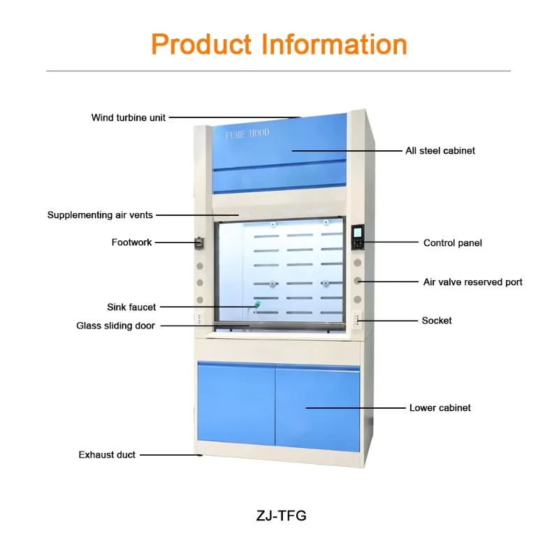 1.8M 5mm tempered glass with faucet, sink fume hood, chemical dust fume hood