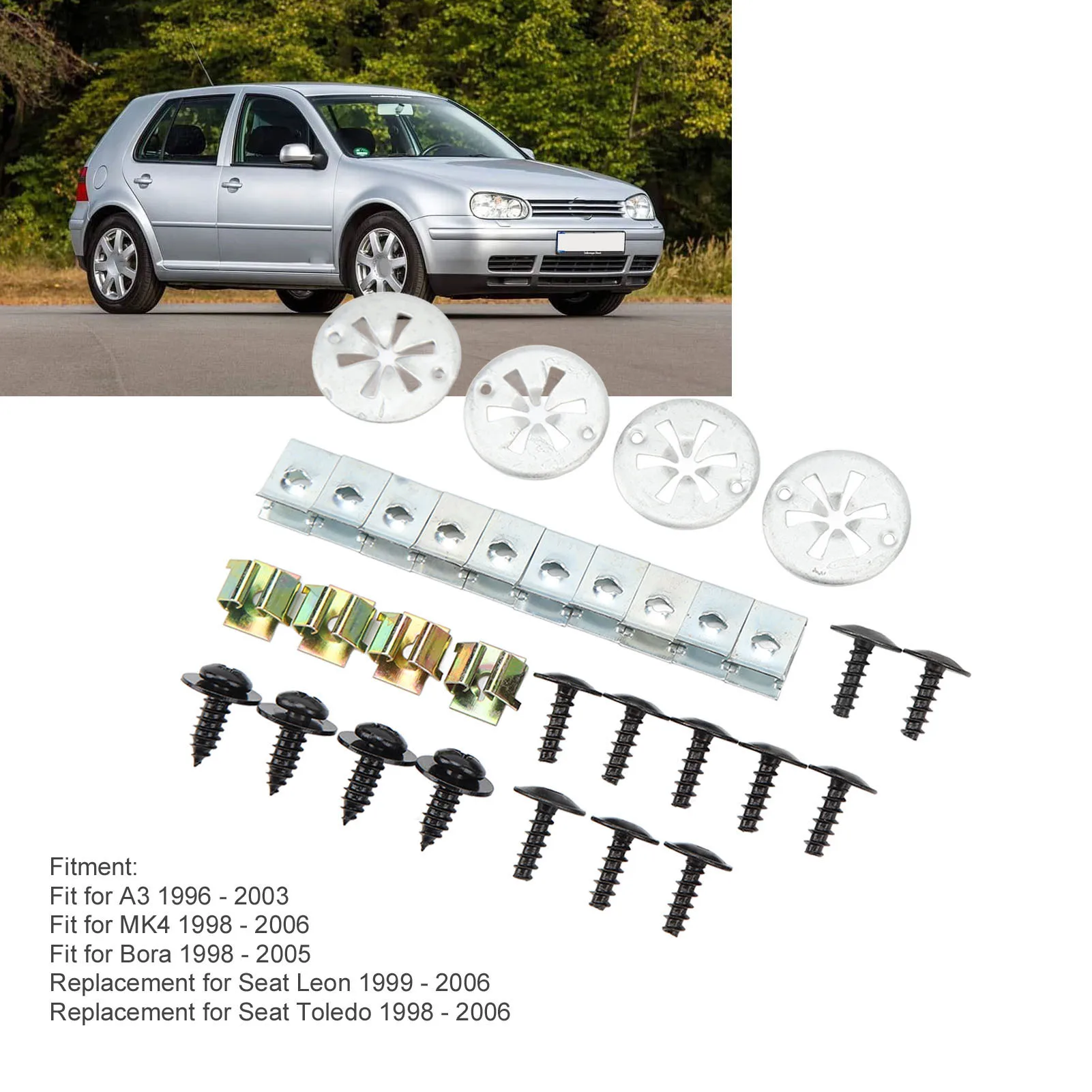 32Pcs Undertray Guard Fixing Clips Screw Kit Engine Under Cover Hood Buckle Snaps N90796501 For VW GOLF MK4 BORA