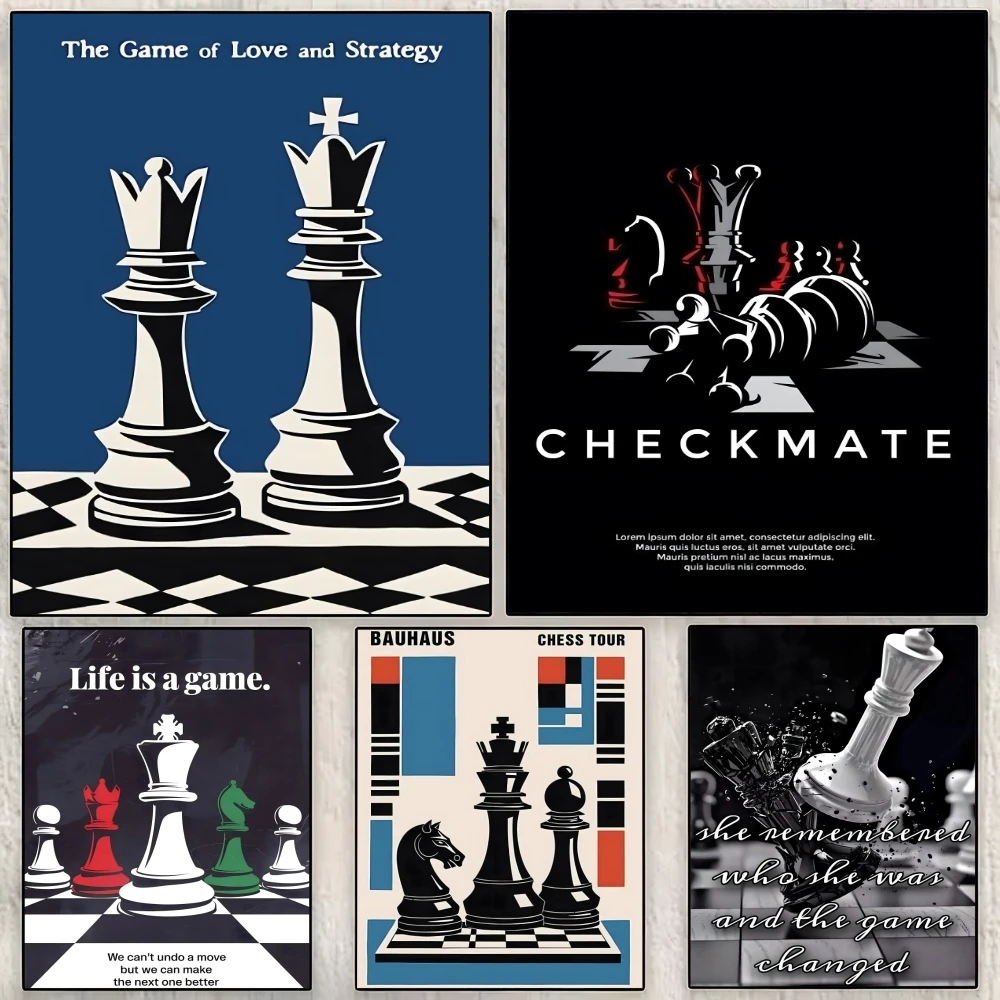 Chess Lovers Motivational Art Painting Calligraphy Canvas Poster Room Home Wall Decoration Painting Art  Spaces Anti-wrinkle