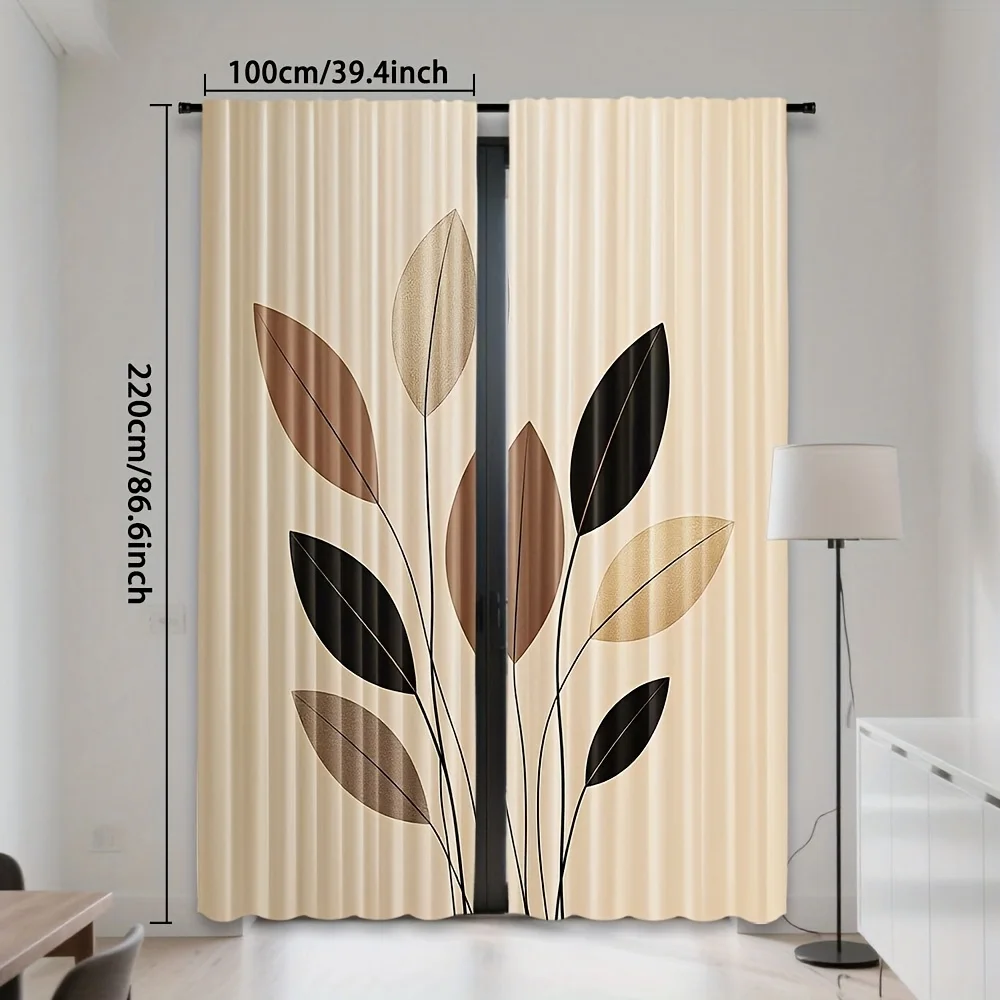 

minimalist leaf pattern curtain for living room bedroom privacy and decor modern simple style Without curtain rod Quick Setup