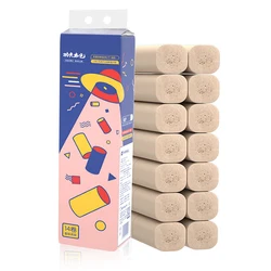 14 rolos Coreless 4-Ply Papel Higiênico Macio Engrossado de Papel em Rolo de Papel Higiénico Papel Higiênico Polpa de Madeira Nativa Para Home Office