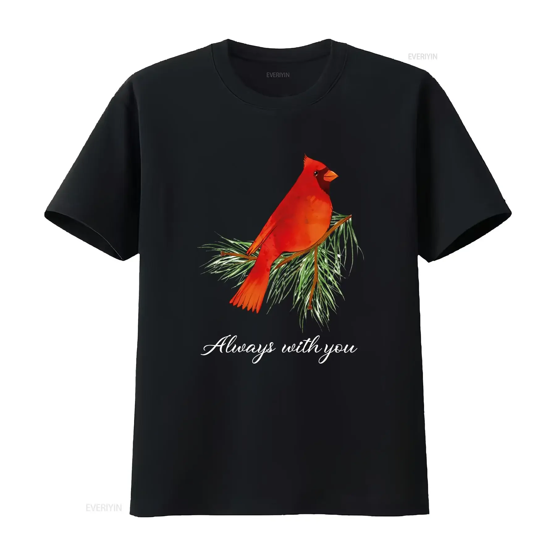 Always With You T Shirt Cardinal Lover Bird Supportive Inspirational Women Watching vintage Washed Top For Everyday Wear Unisex