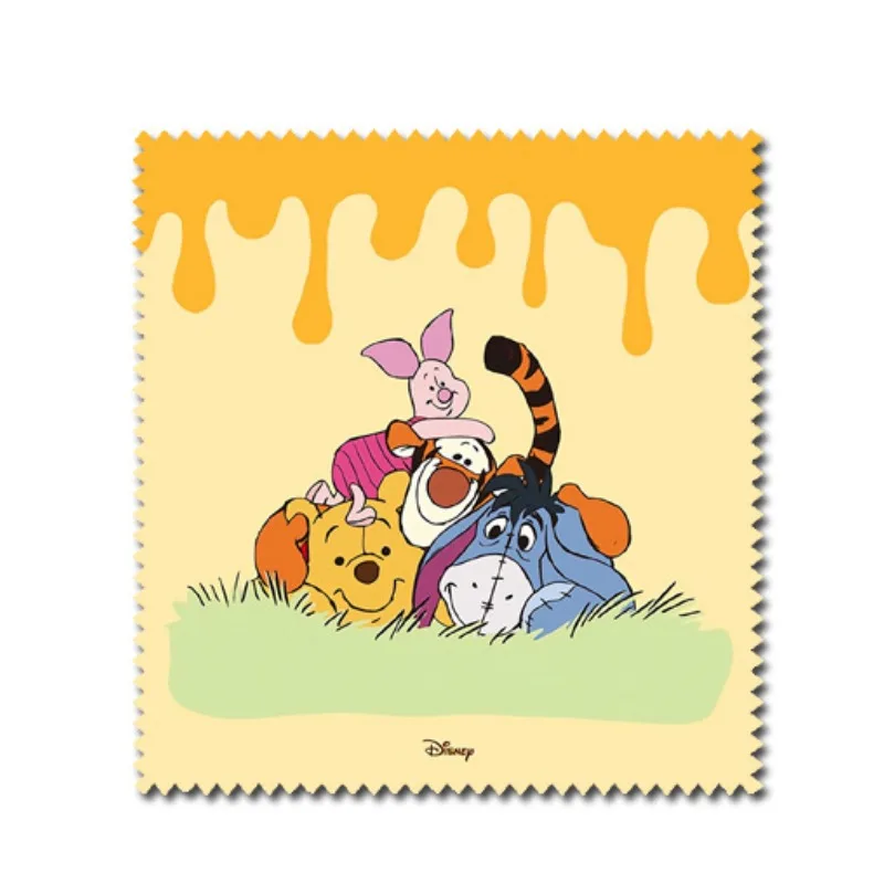 Limpiador de gafas de dibujos animados de Disney Pooh Bear Winnie, paño de limpieza de microfibra para lentes, adornos de pantalla de teléfono, regalos de limpiador, 15x15cm