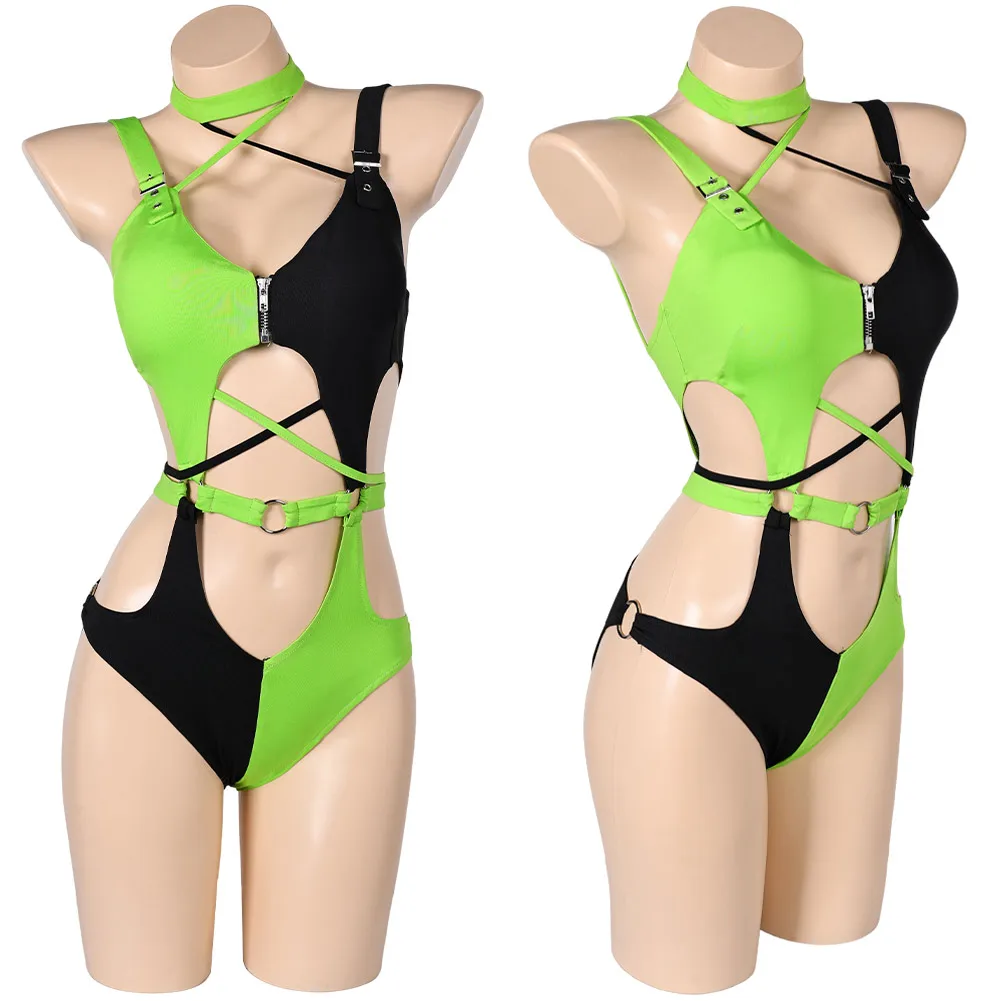 

Halloween Bikini Shego Cosplay Swimsuit Lingerie Kim Cos Possible Female Costume for Women Beach Swimwear Outfits Carnival Suit