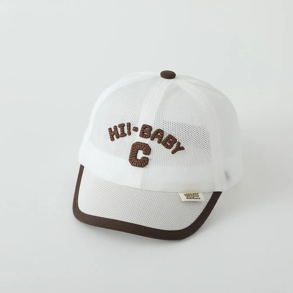 

Simple Korean Baby Baseball Cap Letter C Embroidered Children Peaked Hat Summer Mesh Sports Visot Cap 1-6y