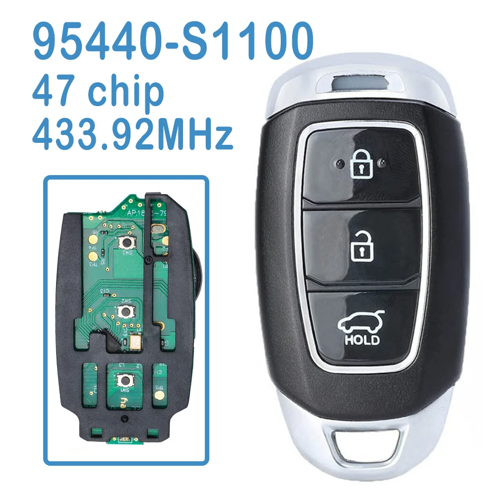 

2 Pcs/lot 95440-S1100 Auto Smart Key TQ8-F0B-4F19 3B FSK 433.92MHz ID47 Chip Car Key Fob For Hyundai Santa Fe 2018 2019 2020