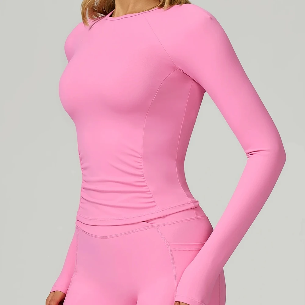 

Female Yoga T-Shirt Fitness Long Sleeve Running Push Up Gym Shirts Women Workout Sports Top Breathable High Elastic Yoga T-Shirt