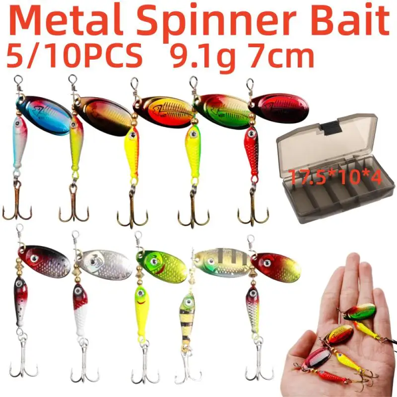 

Metal Spoon Spinner Fishing Lure 10pcs Set Spoonbait Crankbaits Fishing Wobblers for Pike Crochet Kit Artificial Bait