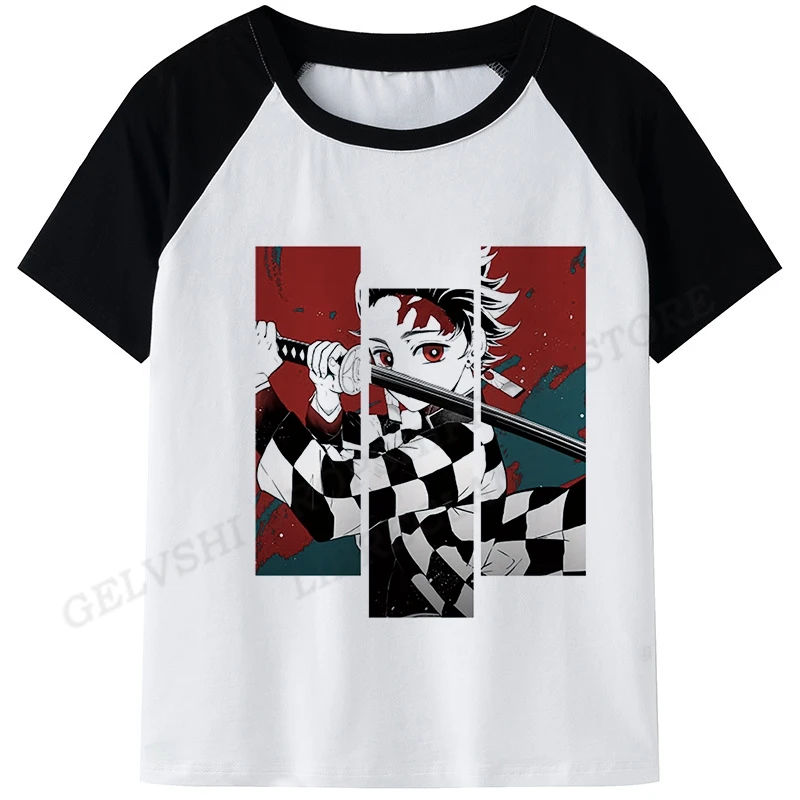 

T-shirts Hot Anime Demon Slayer kids clothing 3D Print Round Neck Black White T Shirt Fashion Casual Kawaii Boys Girls Tees Tops