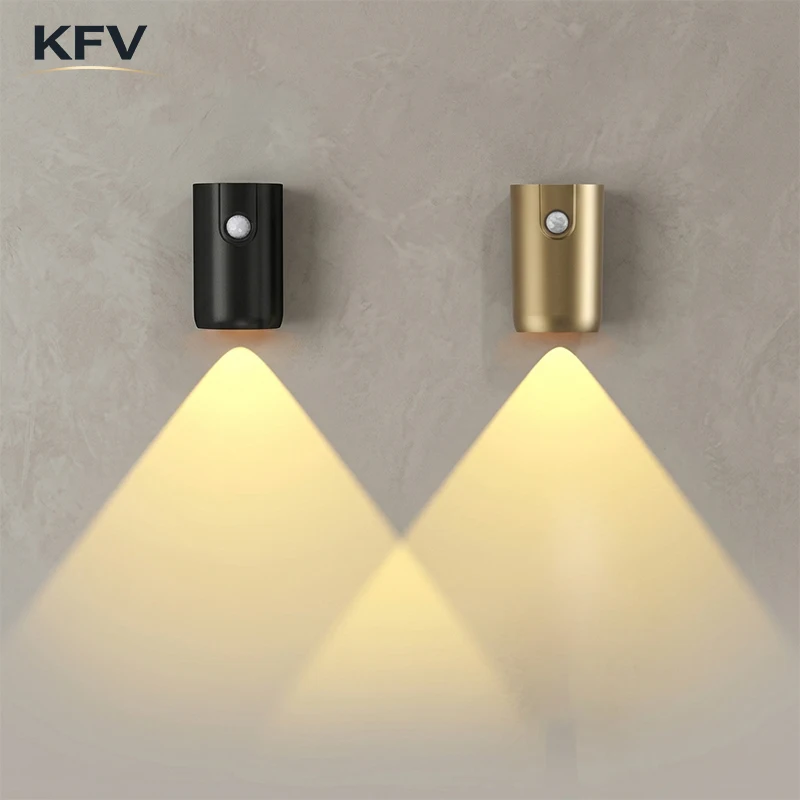 KFV Human Sensor Wall Light  USB Charging Magnetic LED Spotlights Lamp Atmosphere Aisle Decorative Pictures Art Wall Lamp