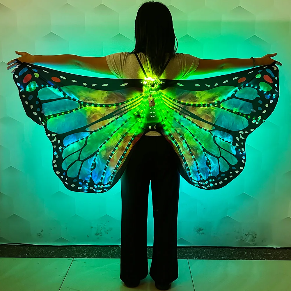 

New LED Glow Dance Wings Remote Control Colorful Stage Belly Dance Party Costume with Light-Up Butterfly Wings
