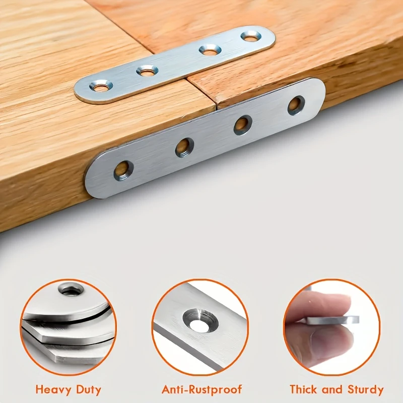 

20pcs Straight Corner Bracket With Screw Stainless Steel Right Angle Thickness Straight Corner Code Shelf Wood Furniture Repair