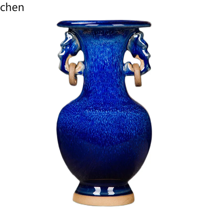 Ceramic Jun Porcelain Vase Living Room Wine Cabinet Display Shelf Decorative Ornament