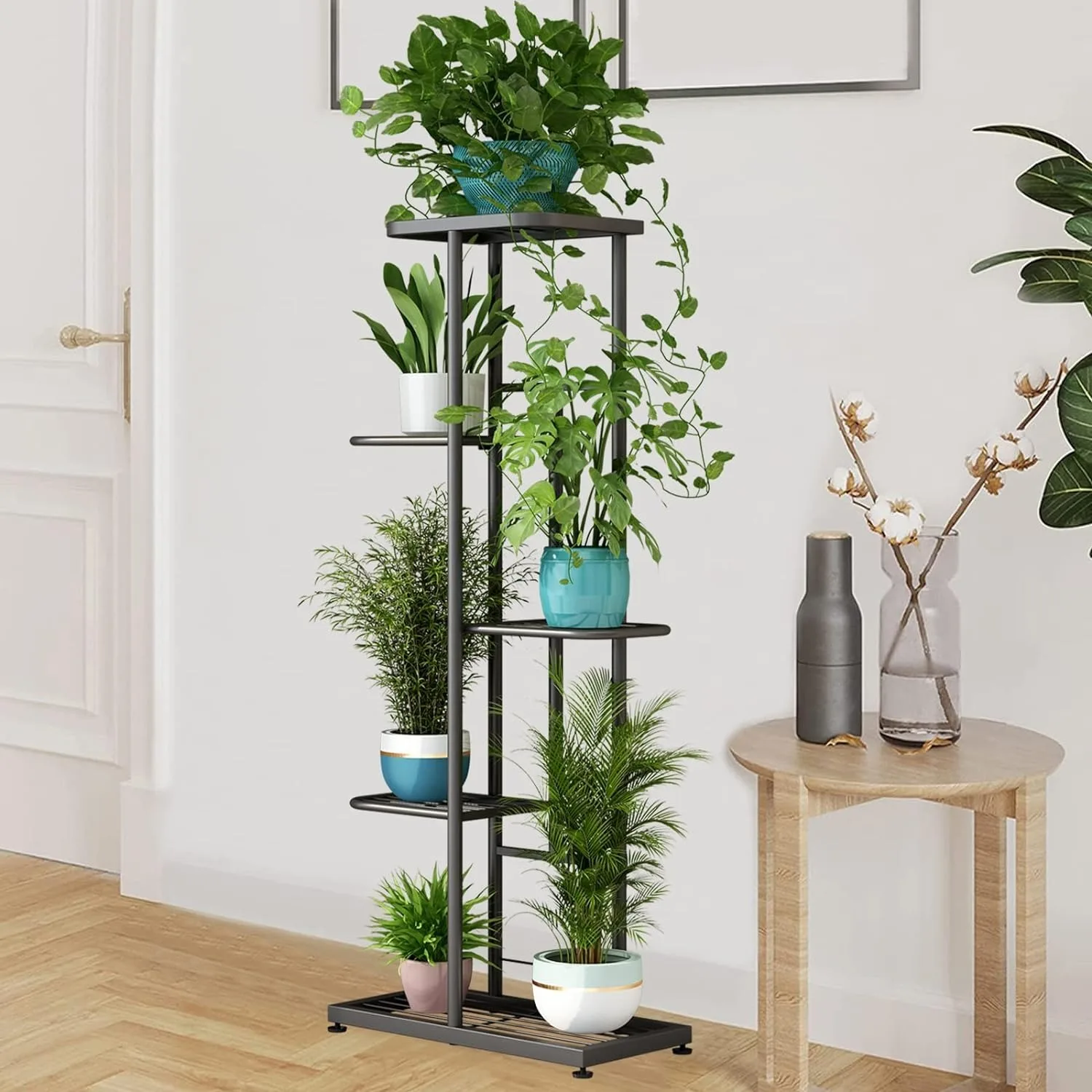 Linzinar Plant Stand Metaal 5 Tier 6 Potted Meerdere Bloempot Houder Plank Indoor Outdoor Planter Display Rekken