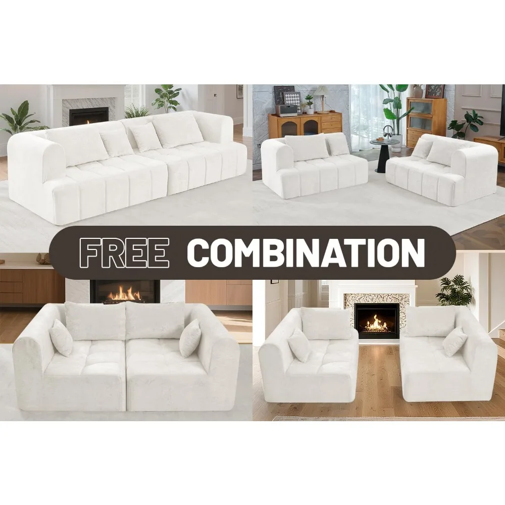 أريكة مقسمة على شكل سحابة مع مقاعد عميقة، ووسائد داعمة، ومساند للذراعين واسعة، ووسائد - أريكة حديثة للمريحة