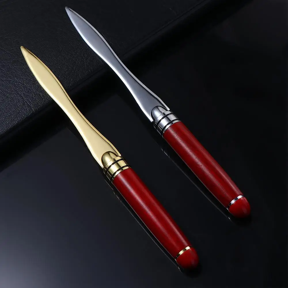 1Pcs Wood Handle Letter Opener Stainless Steel Cut Paper Split File Envelopes