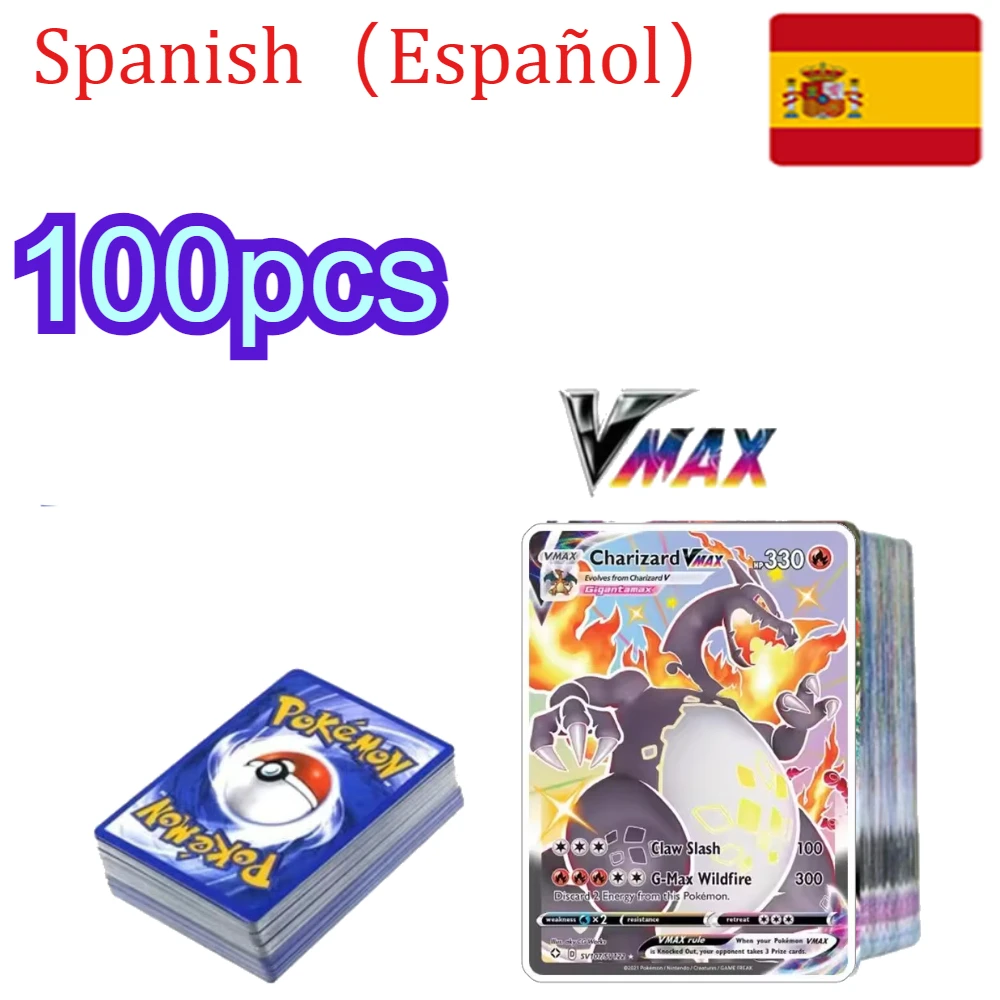 54-200 Stück Pokemon-Sammelkarten Pikachu Charizard Bulbasaur V GX VMAX VSTAR Französisch Englisch Deutsch Koreanisch Spanisch Versionen