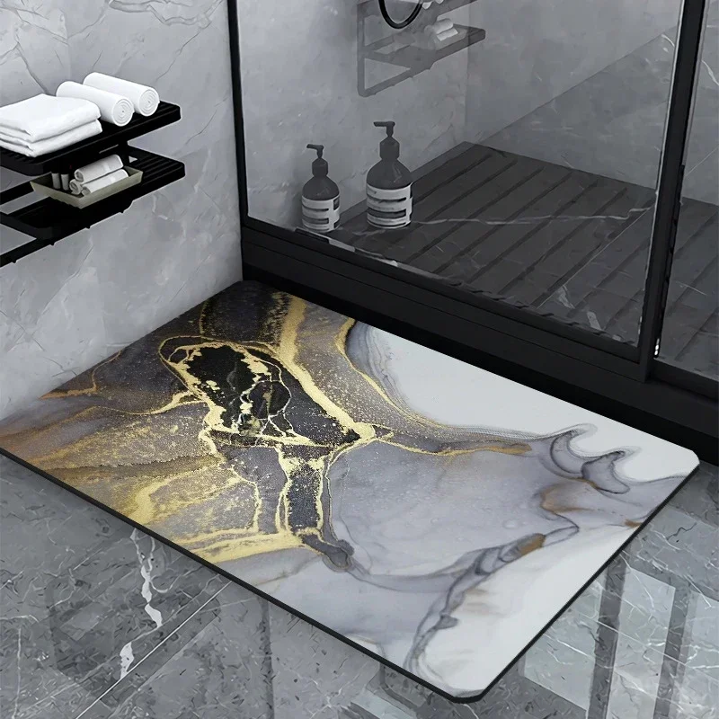 

Luxury Marble Bathroom Mat Anti Slip Shower Bath Mat Super Absorbent Quick Dry Floor Mats Toilet Rug Doormat Carpet Washable