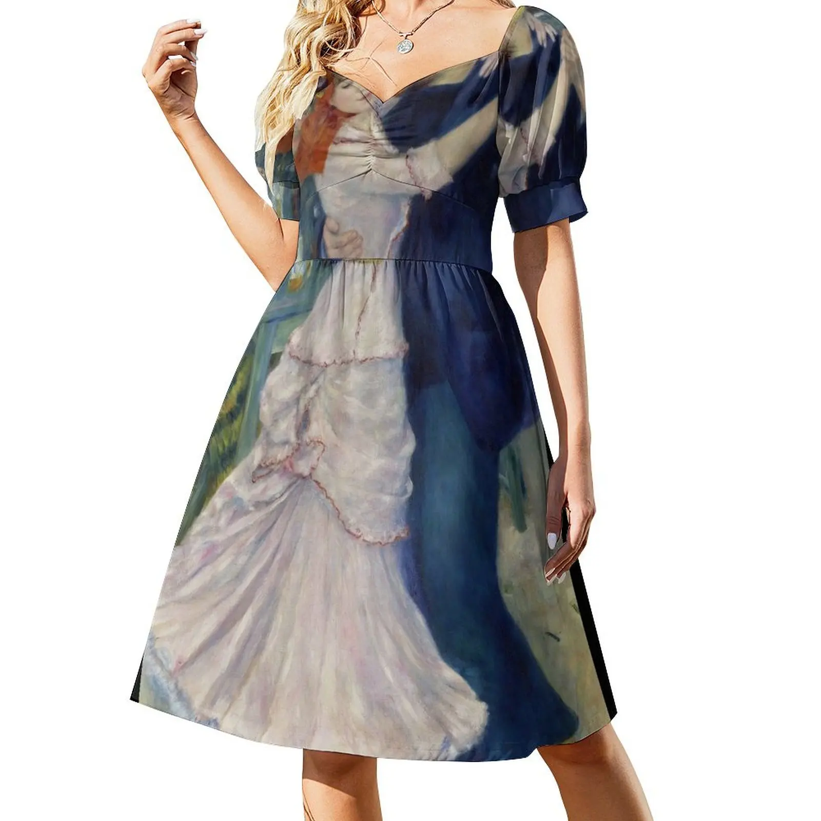 

Dance At Bougival - Pierre-Auguste Renoir Short Sleeved Dress Woman dresses Women's evening dress Dress