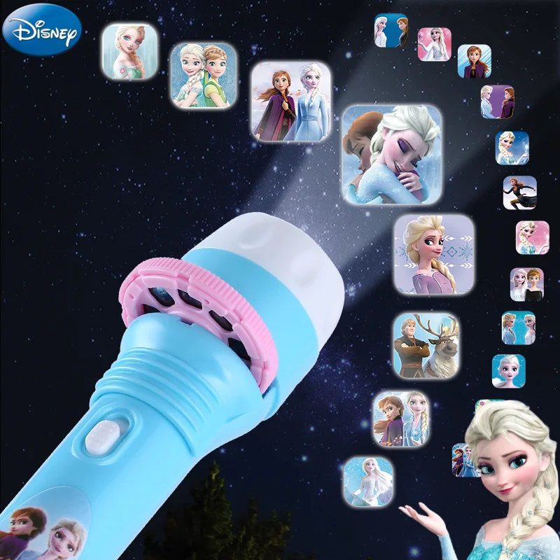 Disney Frozen Elsa kids Projection Flashlight Light-emitting Mickey 24Patterns Illuminated Projection Led Party Decor kids toy