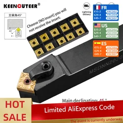 외부 선삭 공구 홀더 MSDNN2020K12 MSDNN1616H12 MSDNN2525M12, SNMG12 카바이드 인서트 MSDNN 선반 절삭 공작 기계 세트