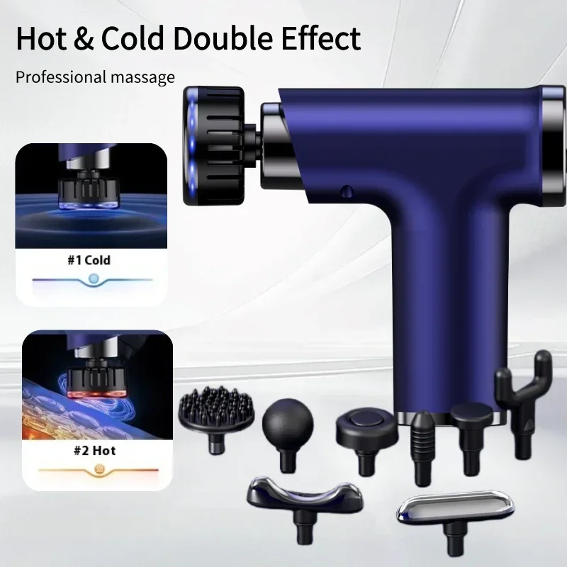 

Электрический массажный пистолет с нагревом и холодной головкой, карманный пистолет для глубоких тканей, портативный перкуссионный маленький и тихий ручной массажер