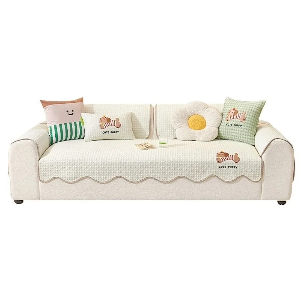 

New Ice Silk Sofa Protective Cover Cartoon Dog Anti-scratch Sofa Seat Mat Breathable Non-slip Couch Slipcovers Home Decor
