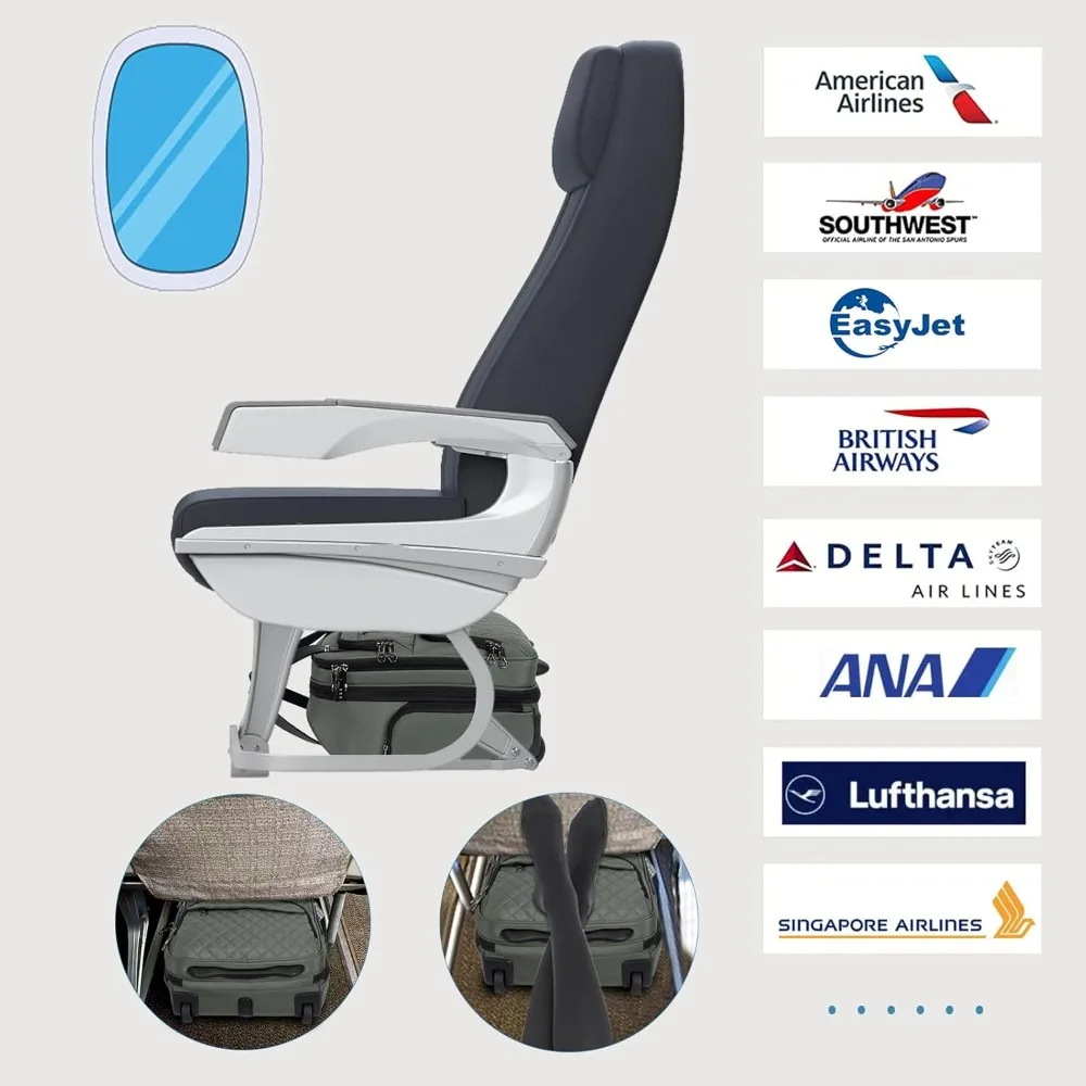 Lightweight 16-inch Multi-functional Underseat Overnight Suitcase for Women - Army Green, Compact Travel Bag