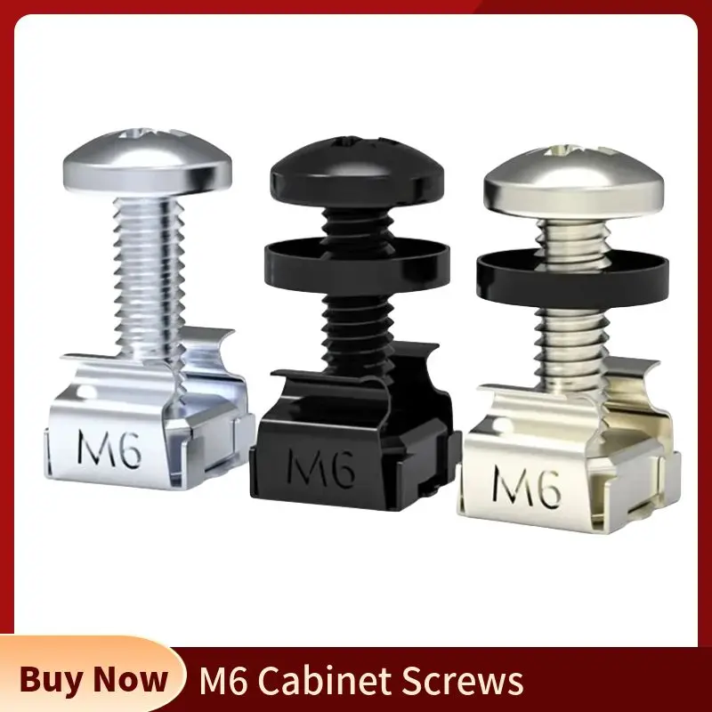 M6 * 16mm m6 * 12mm parafusos de gabinete montagem em rack porcas de gaiola parafuso e arruelas para roteadores de prateleiras de distribuição de chassi de servidor de rede