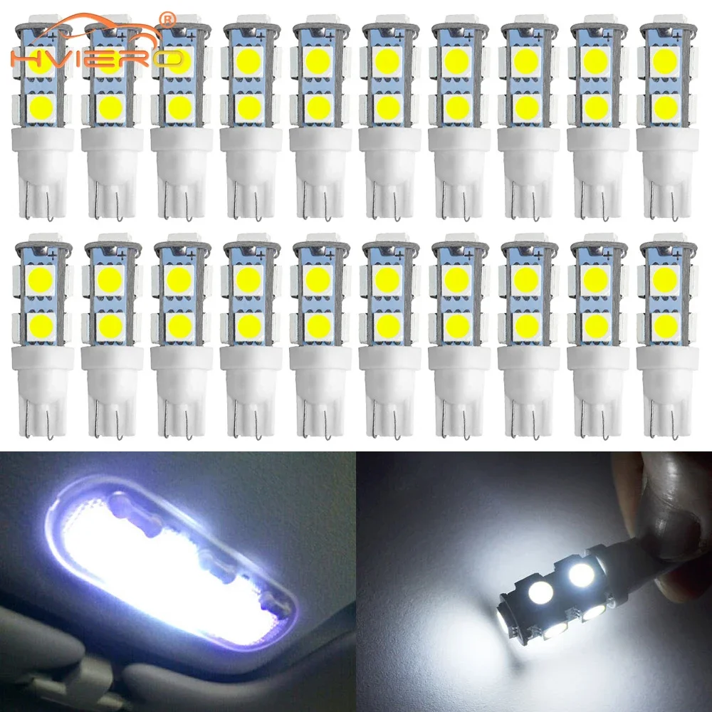 

20X Car Lights Auto Interior Bulb Reading Wedge Parking Backups Lighting Lamp T10 W5W 5050 White Waterproof 9LED 194 168 DC 12V