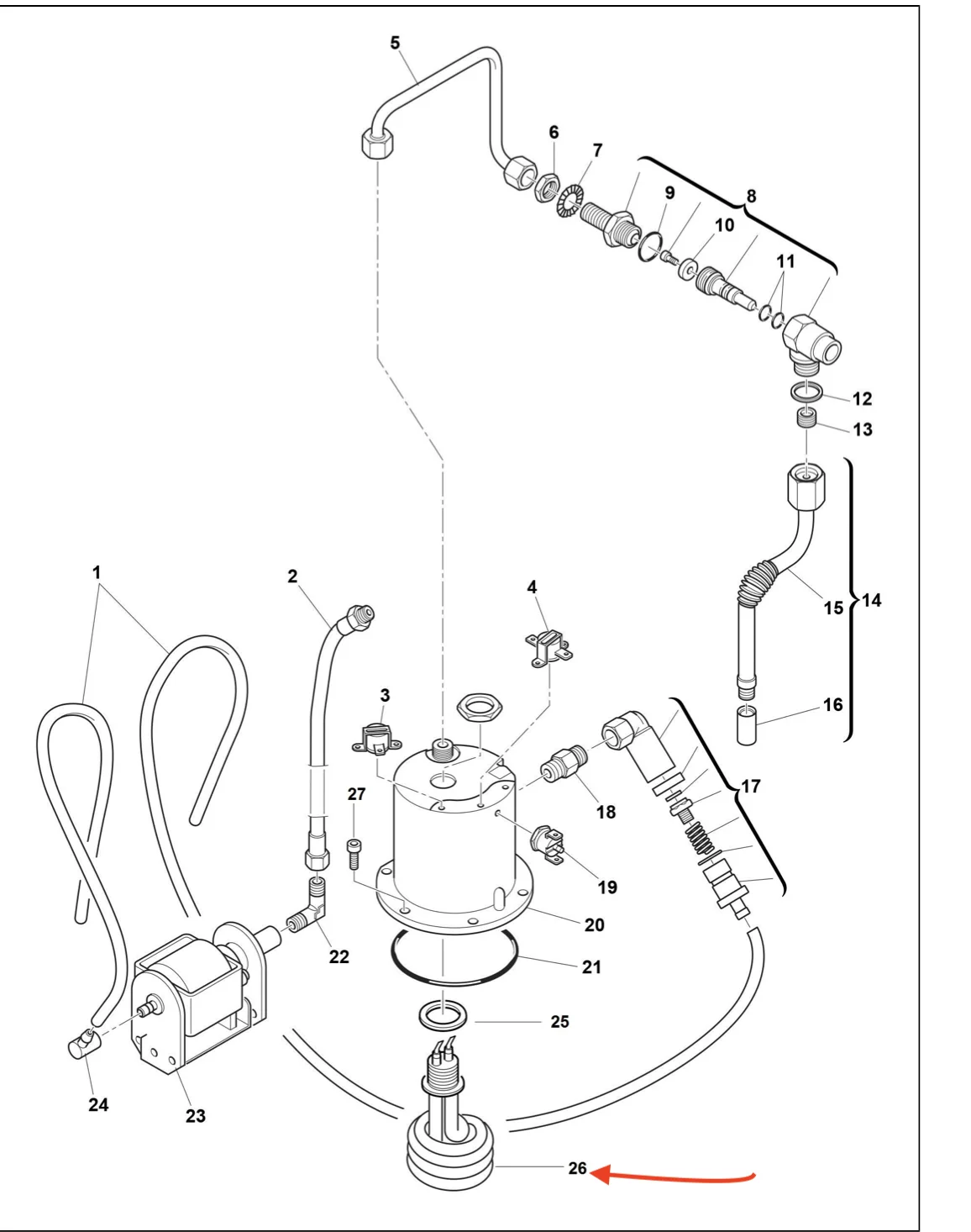 Rancilio Silvia New Style V3/V4 Heating Element 1100W 230V With Gasket 10705639