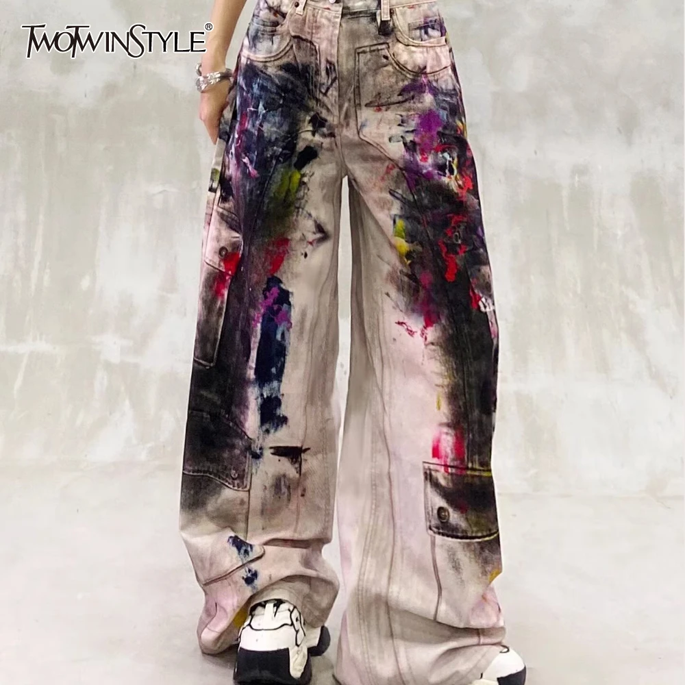 

TWOTWINSTYLE хитовые цветные базовые брюки с карманами, женские свободные брюки с высокой талией в стиле арийского ретро, женские широкие брюки, летний стиль