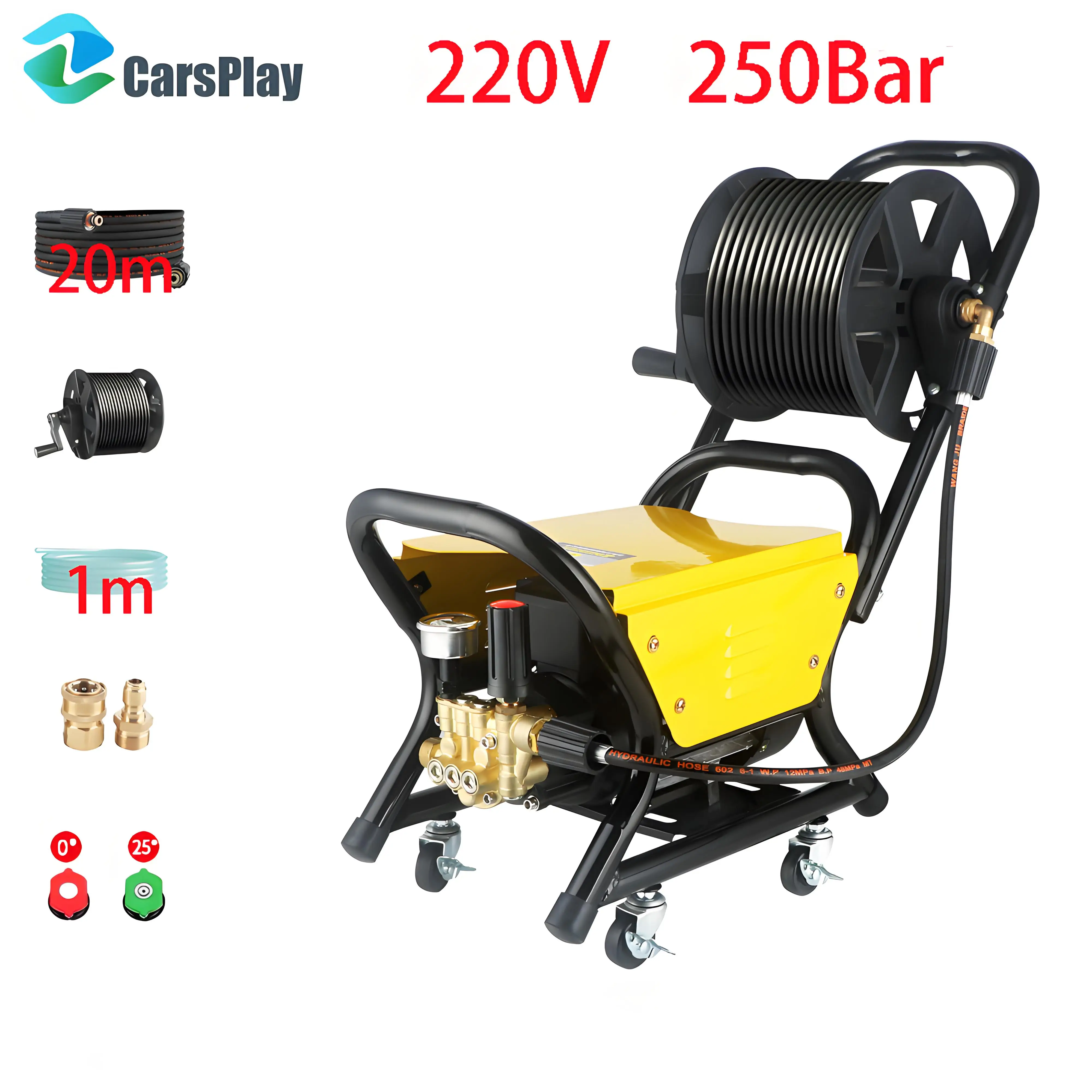 High Pressure Car Washing Machine 250bar with Multi Nozzle for Car Floor Yard Household Cleaning  Home Cleaning