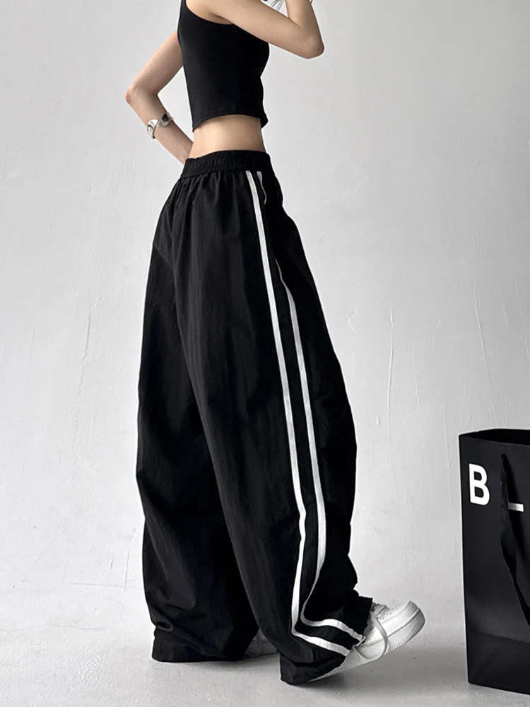 العصرية عالية الخصر بنطال ذو قصة أرجل واسعة المرأة Spor Sle Dstring الكاحل طول الطابق طول ملابس العمل بنطلون الربيع الصيف #3