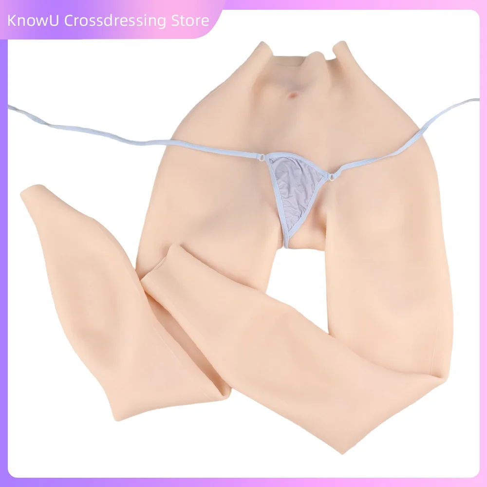 KnowU Fake Vagina Silicone Long Pant Cosplay Costumes Vagina Panties for Drag Queen Crossdresser Transgender