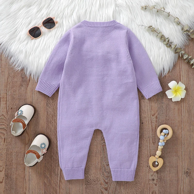 Baby Rompers Long Sleeve Autumn Infant Girl Jumpsuit Fashion Cute 3D Florals Newborn Kid Clothes 0-18M Knit Overalls Warm Winter