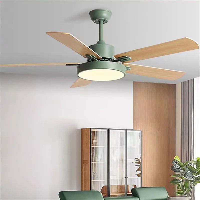 nordic grande ventilador de teto de madeira com luz led lamina motor de cobre puro macaron fan 42 52 56 01