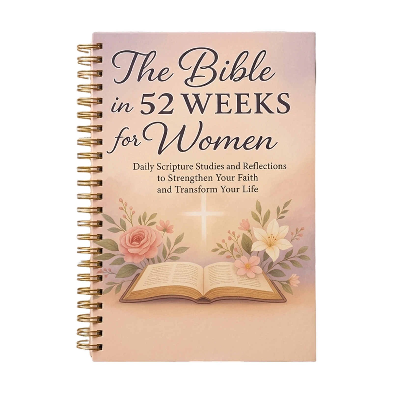 52 Week Bible Reading Planner Notebook Light Floral Coil Bound For Daily Scripture Reflection
